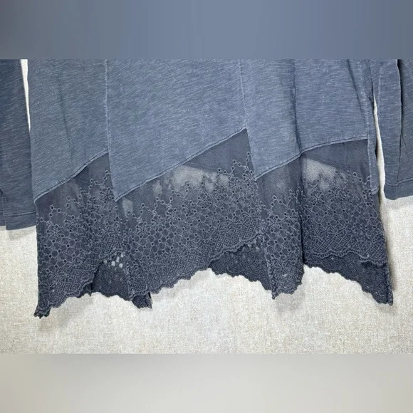 Soft Surroundings Gray Cotton Tunic Top Decorative Hemline Lagenlook Size PXL - Picture 3 of 9